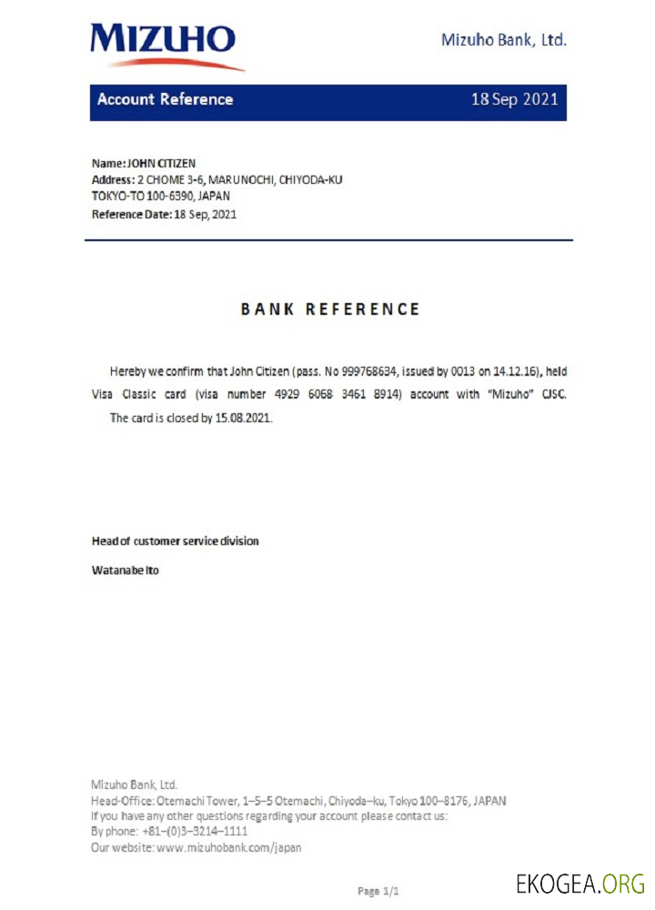 Référence Japan , Mizuho , closure